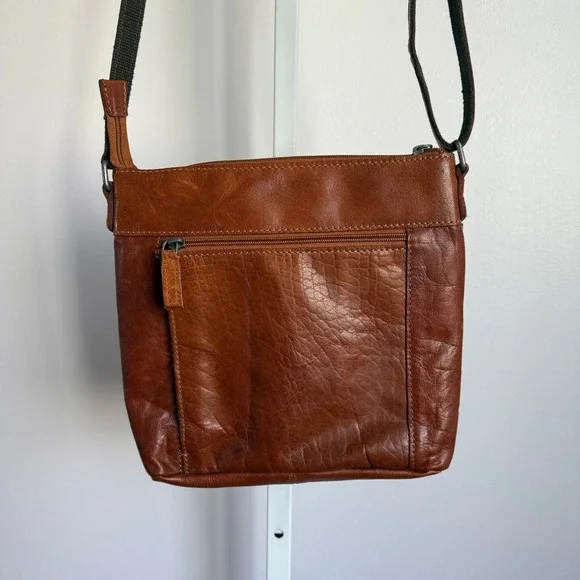 Jack Georges Leather Crossbody Bag Brown Multi‎ Pocket Shoulder Bag Purse